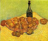 Still life with a bottle of lemons and oranges by Vincent van Gogh